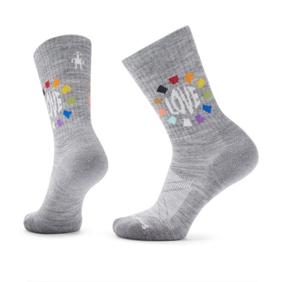 SmartWool Women's Small Athletic Pride Pattern Socks Merino Wool Crew Grey NWT - Picture 1 of 1